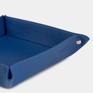 Лоток для мелочей из натуральной кожи теленка, синего цвета