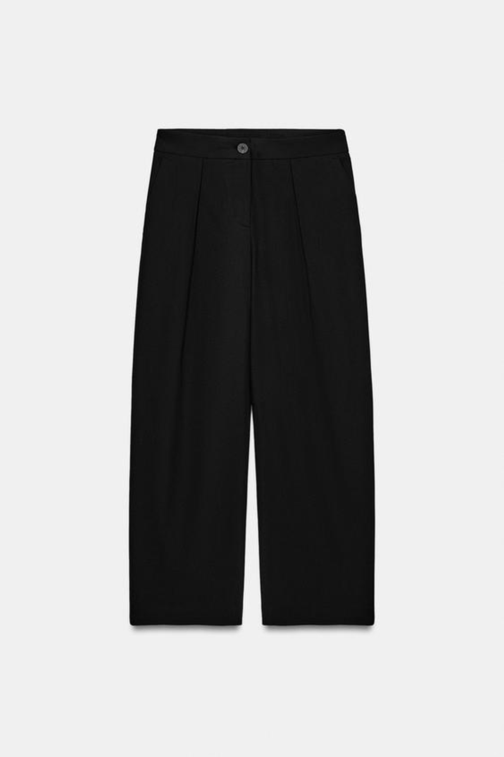 ZARA БРЮКИ CARROT FIT С ЗАЩИПАМИ, ЧЕРНЫЙ