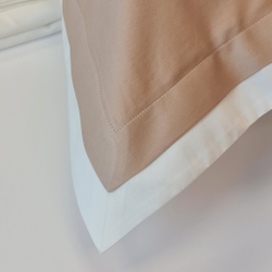 Постельное белье cемейное Сlaire&Caroll Lili бежевое с белым кантом