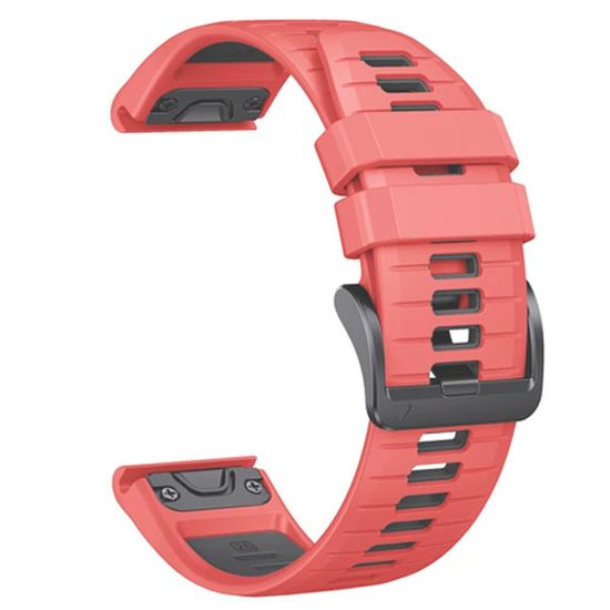 Ремешок силиконовый QuickFit 22 мм. для Garmin Fenix 7 PRO/7/6/5/5 plus, Quatix 5, MARQ, Forerunner 935 / 945, instinct, instinct 2 быстросъемный ( стиль Fenix 7 Pro ), красный/черный