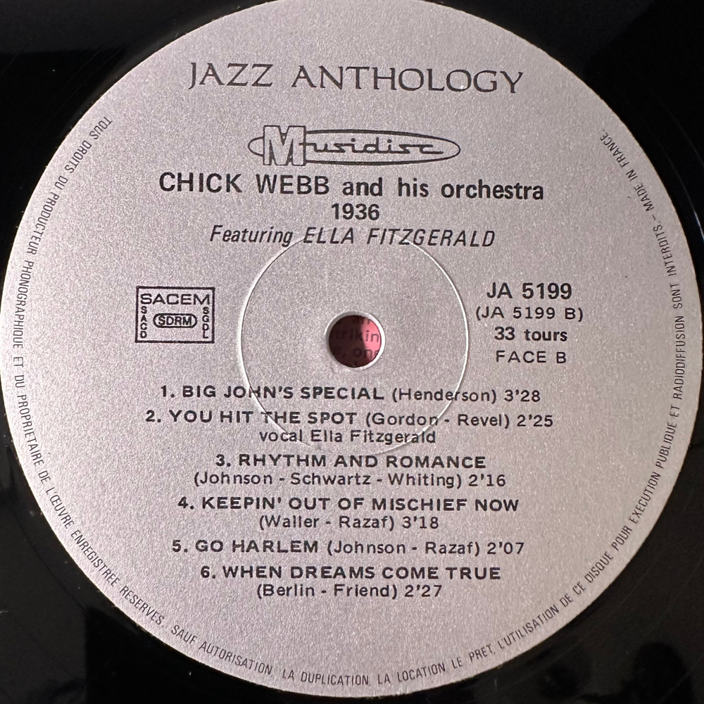 Chick Webb And His Orchestra 1936 Featuring Ella Fitzgerald (Франция 1976г.)