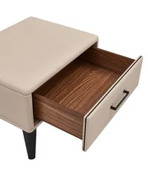 Прикроватная тумбочка Berli с одним ящиком, бежевая экокожа