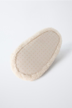 ZARA ДОМАШНИЕ ТАПОЧКИ С ОТДЕЛКОЙ, ЭКРЮ