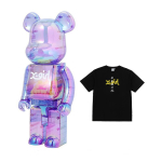 Дизайнерские игрушки X-girl x BE@RBRICK CLEAR PURPLE 1000% 70cm, X-girl -1000％