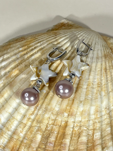 Серьги со звездой и жемчугом