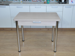 Симпл стол обеденный раскладной с ящиком / Ясень шимо светлый/хром