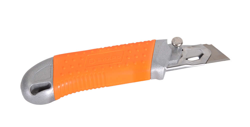 Нож с выдвижным лезвием 25 мм, металлический корпус, автоматический фиксатор, Вихрь