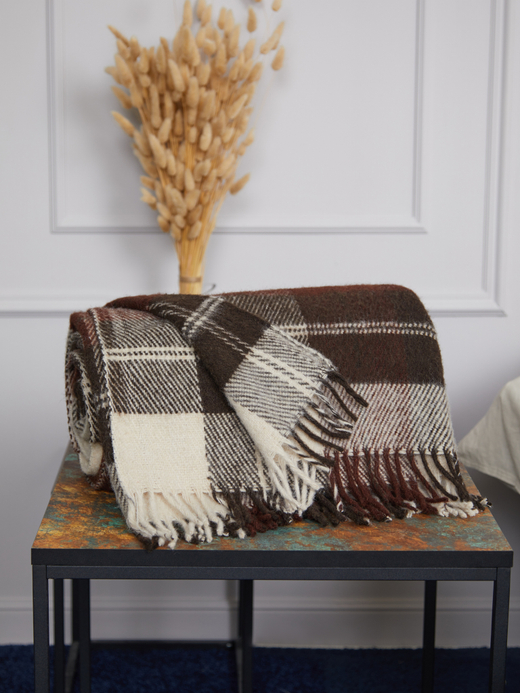 Плед-покрывало из овечьей шерсти 140х200 см "Venera", цвет Тёмно-коричневый