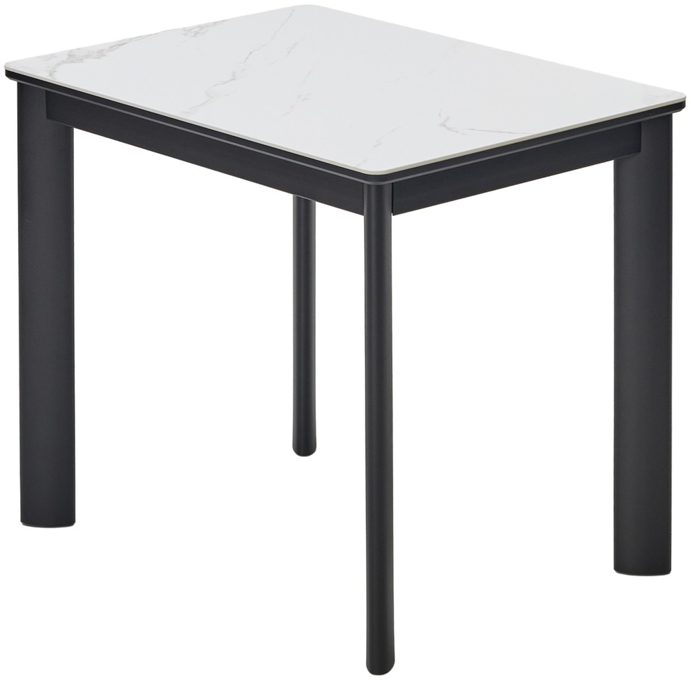Стол М-City DISAUR Тет-А-Тет 120 Белый мрамор, керамика, Черный каркас
