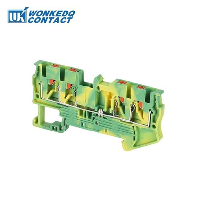 Клемма 4-проводная проходная 2,5мм2 на DIN рейку JPT 2.5- QU-PE Push-in желто-зеленая 800V/31A  3209594WE WONKE ELECTRIC