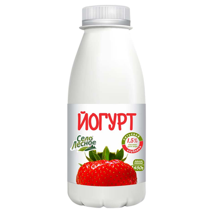 Йогурт Село Лесное Клубника 1,5% 450 гр