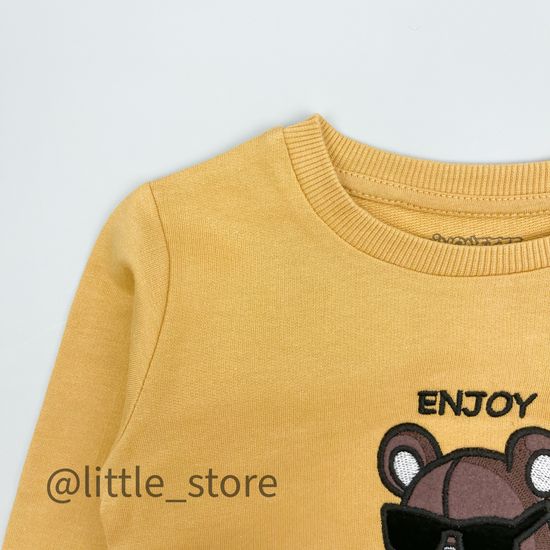 Свитшот из футера(тонкого) "Мишка", горчичный