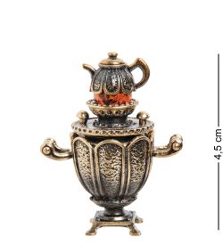 Народные промыслы AM-1283 Фигурка «Самовар» (латунь, янтарь)