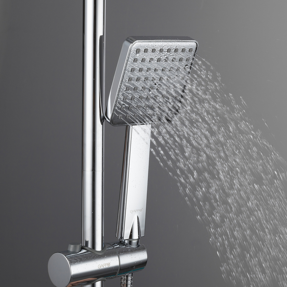 Душевая система термостат  G2491 GAPPO лейка "Тропический душ" квадрат 250*250 ХРОМ