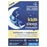 Mommy's Bliss, детские жевательные таблетки для сна, мелатонин и магний, для детей от 3 лет, натуральный виноград, 35 жевательных таблеток