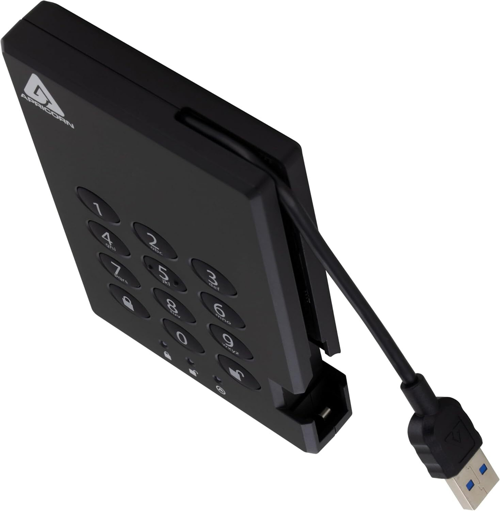 Apricorn Aegis Padlock 500GB — Аппаратно-шифруемый внешний жесткий диск Военное шифрование AES 256-bit XTS и защита от физического взлома
