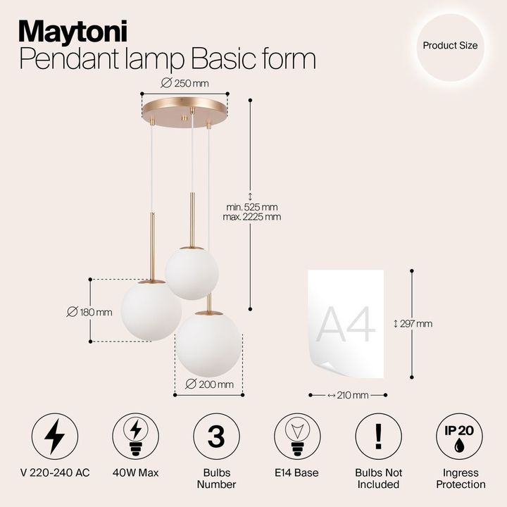 Подвесной светильник Maytoni Basic form MOD321PL-03G1