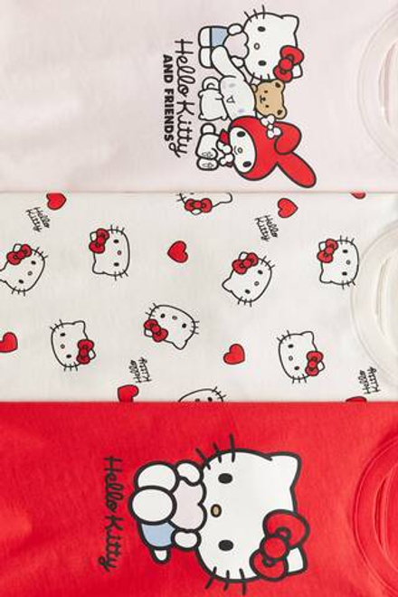 H&M Набор из трех хлопковых футболок с принтом, красный