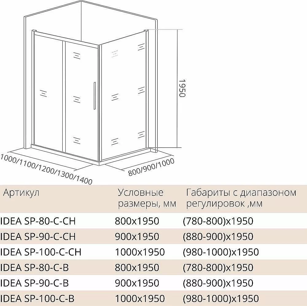 Душевой уголок Good Door Idea WTW+SP 130х90 стекло прозрачное/профиль хром
