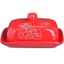 Маслёнка с крышкой Loraine 25831 Красный Узор