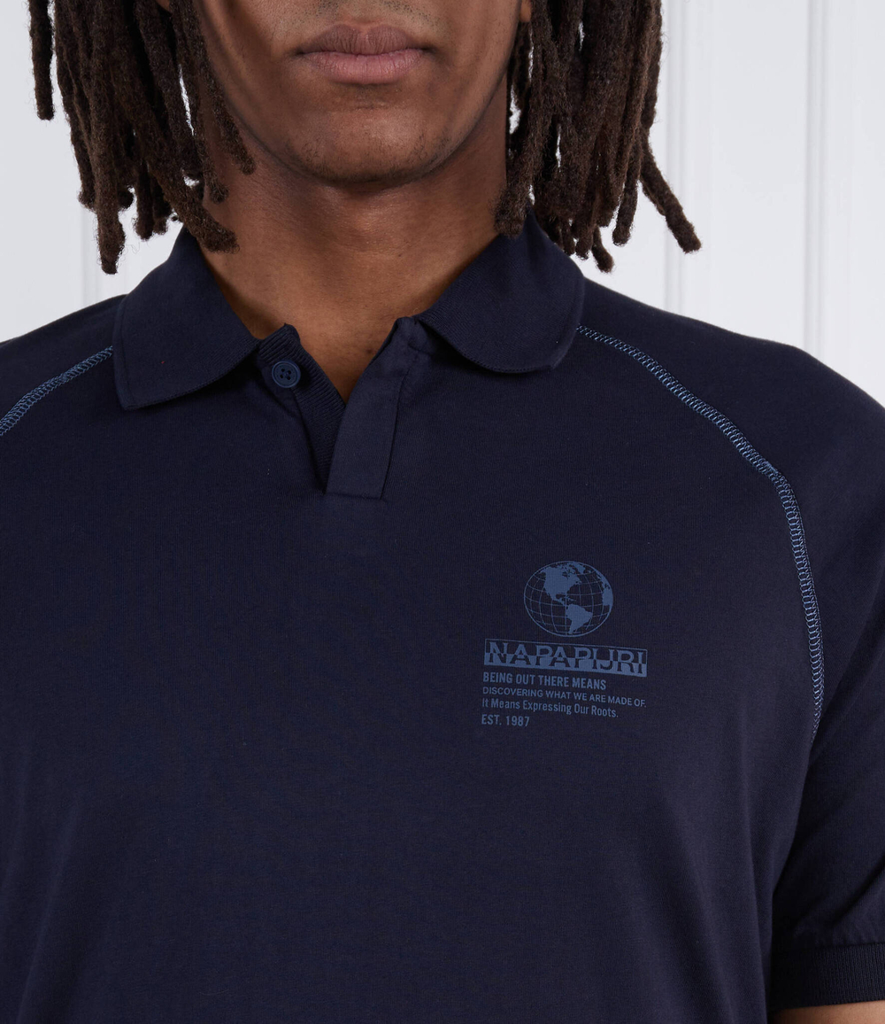 Поло E-SANTIAGO SS BRIGHTWHITE 002 Napapijri - темно-синий(NP0A4H13)