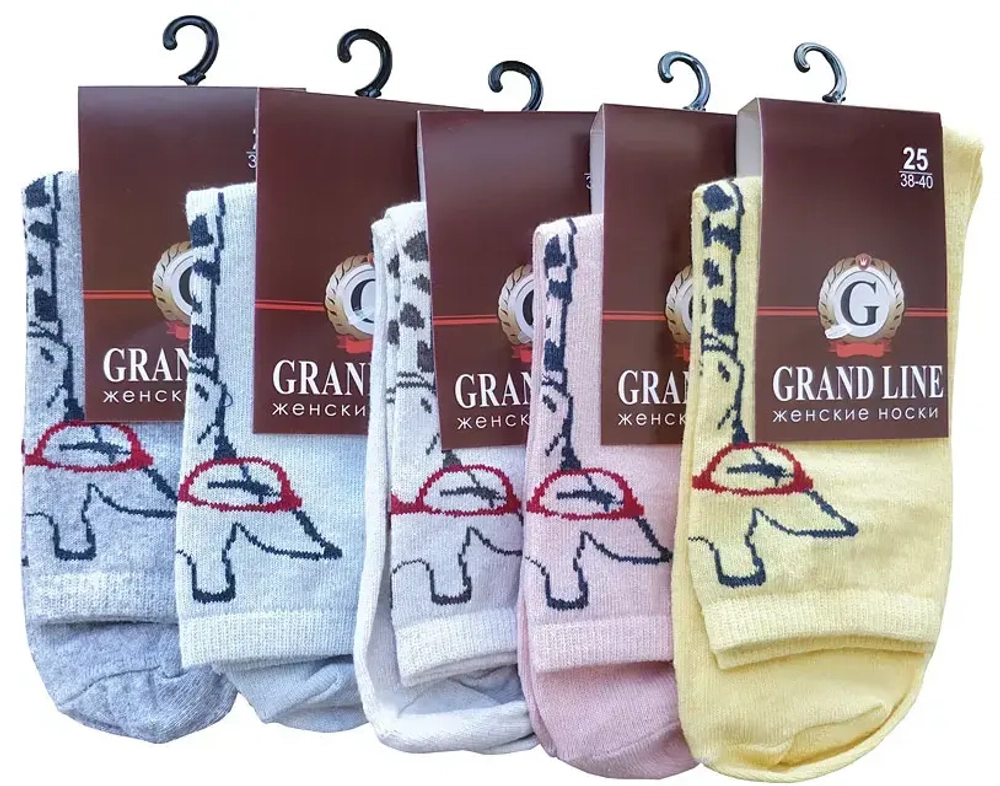 Носки женские GRAND LINE (Ж-84, жираф в очках), р. 25 (new)