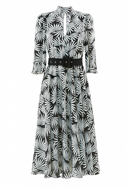 Платье до колена с поясом и с широким рукавом 30-01-20 SS