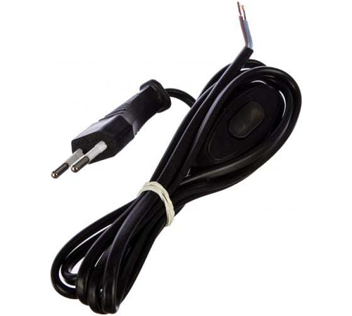 Шнур с вилкой выкл. 1,8м (2х0,75) черн. Рексант 11-1134