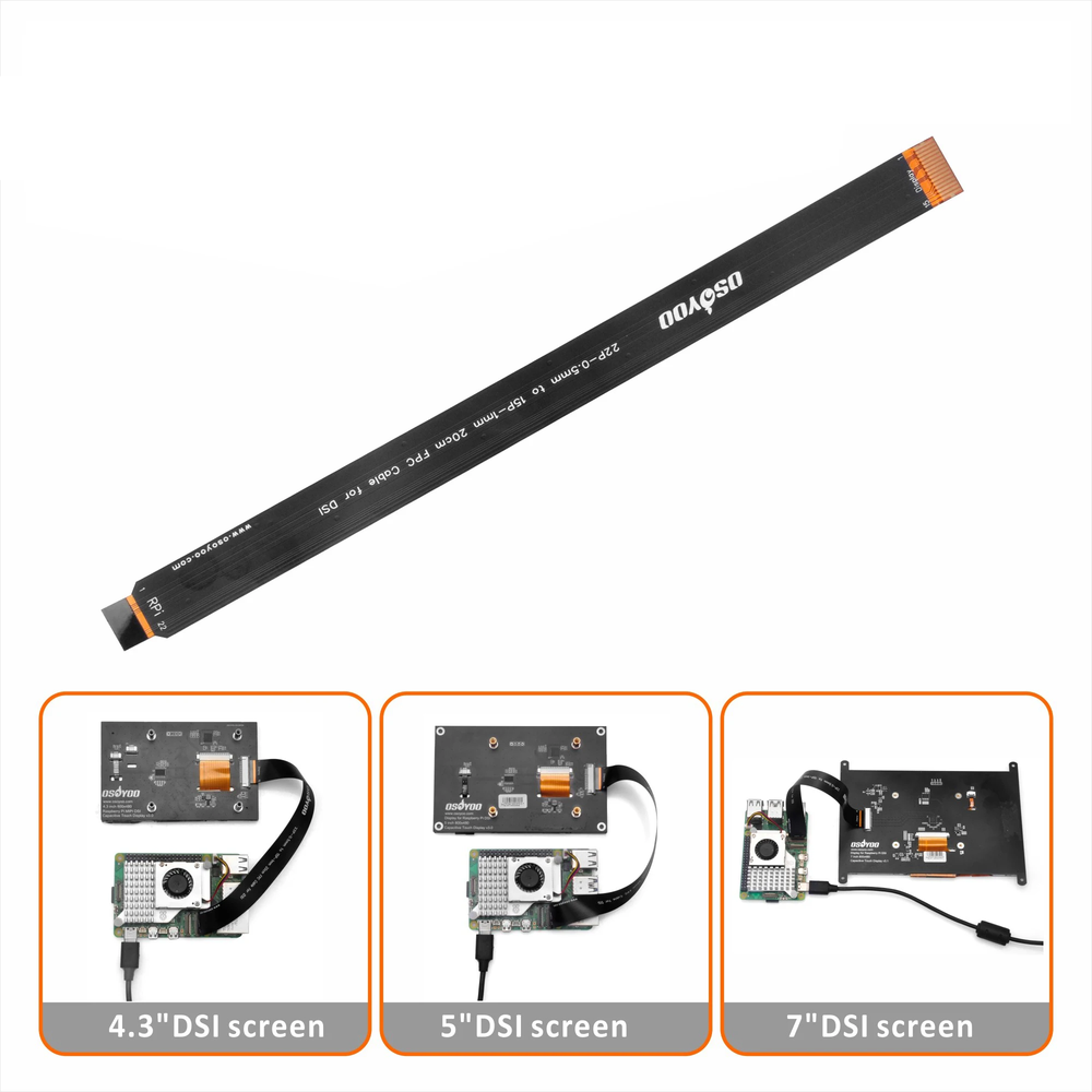 Шлейф для камеры Raspberry pi 5 22-15 pin, с шагом 0.5-1 mm, 20cm