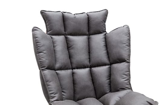 Кресло Husk серое с коричневым метал.ножки