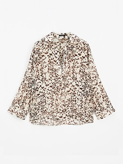 Massimo Dutti Блуза оверсайз с анималистическим принтом, светлый экрю