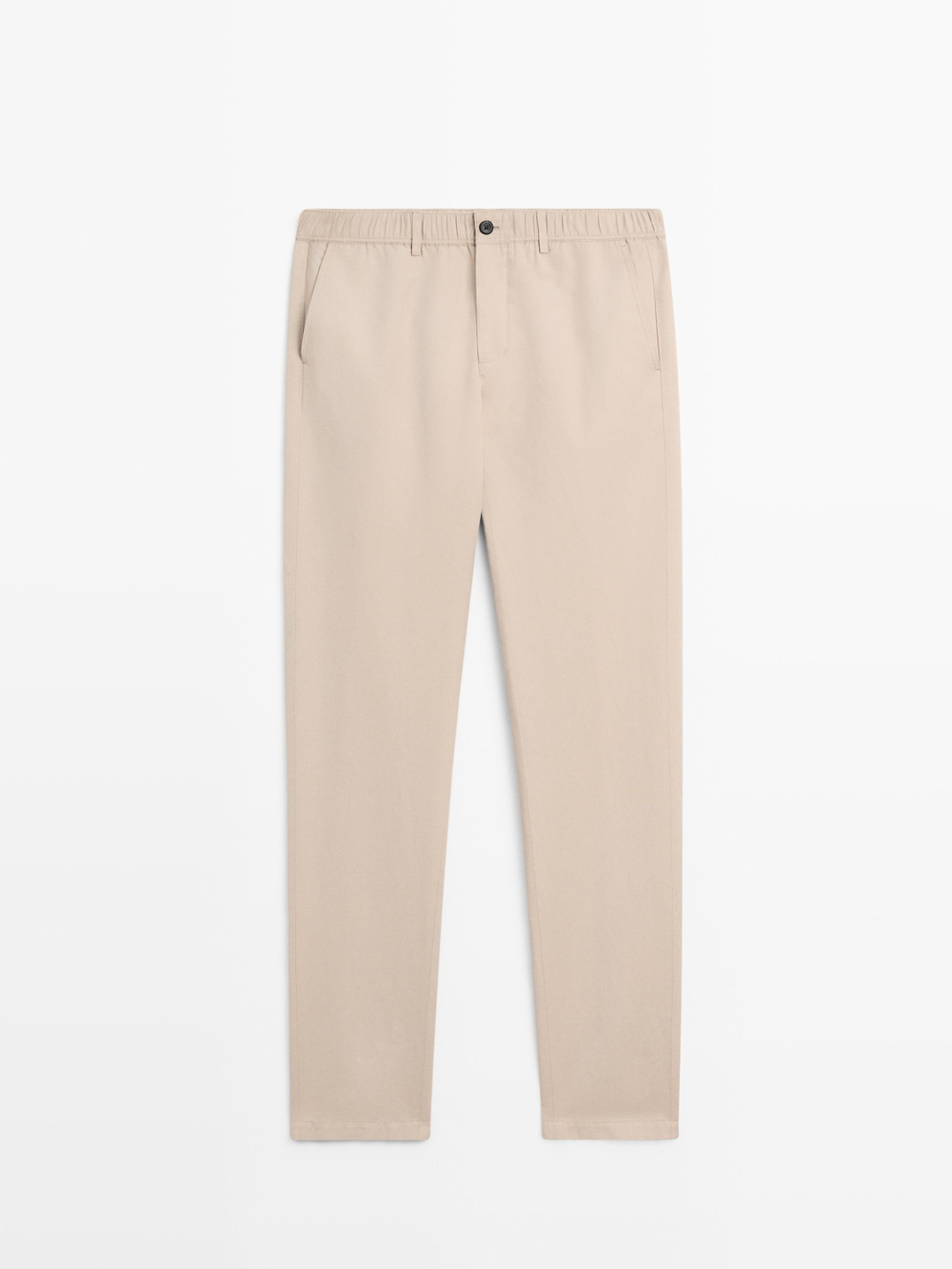 Massimo Dutti Хлопковые льняные брюки-джоггеры, бежевый