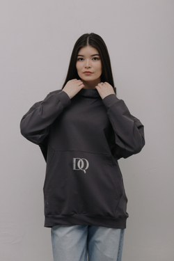 "DQ" smoky gray hoodie