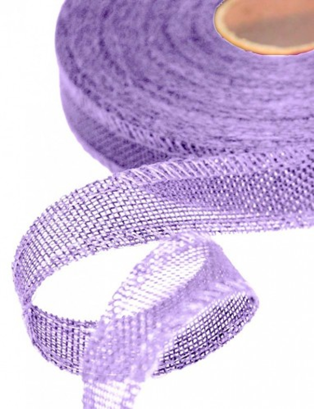Лента Льняная 2,5см х 28м с проволокой (Сиреневый)