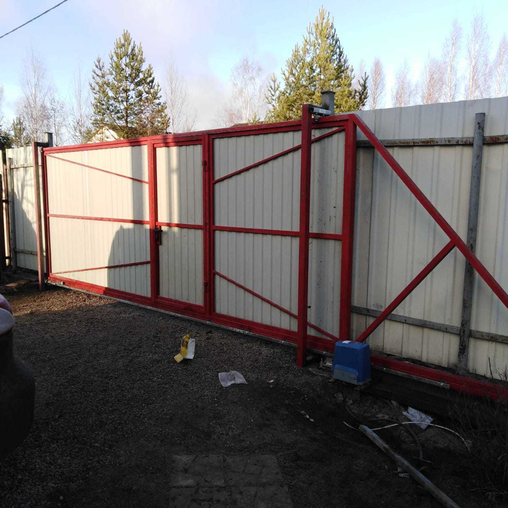 Каркас откатных ворот СТАНДАРТ проем до 5м. с встроенной калиткой.