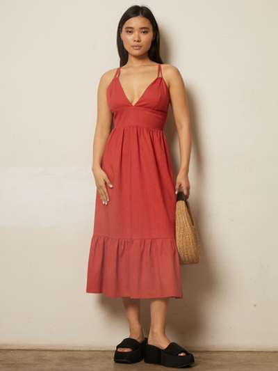 Сарафан льняной с воланом