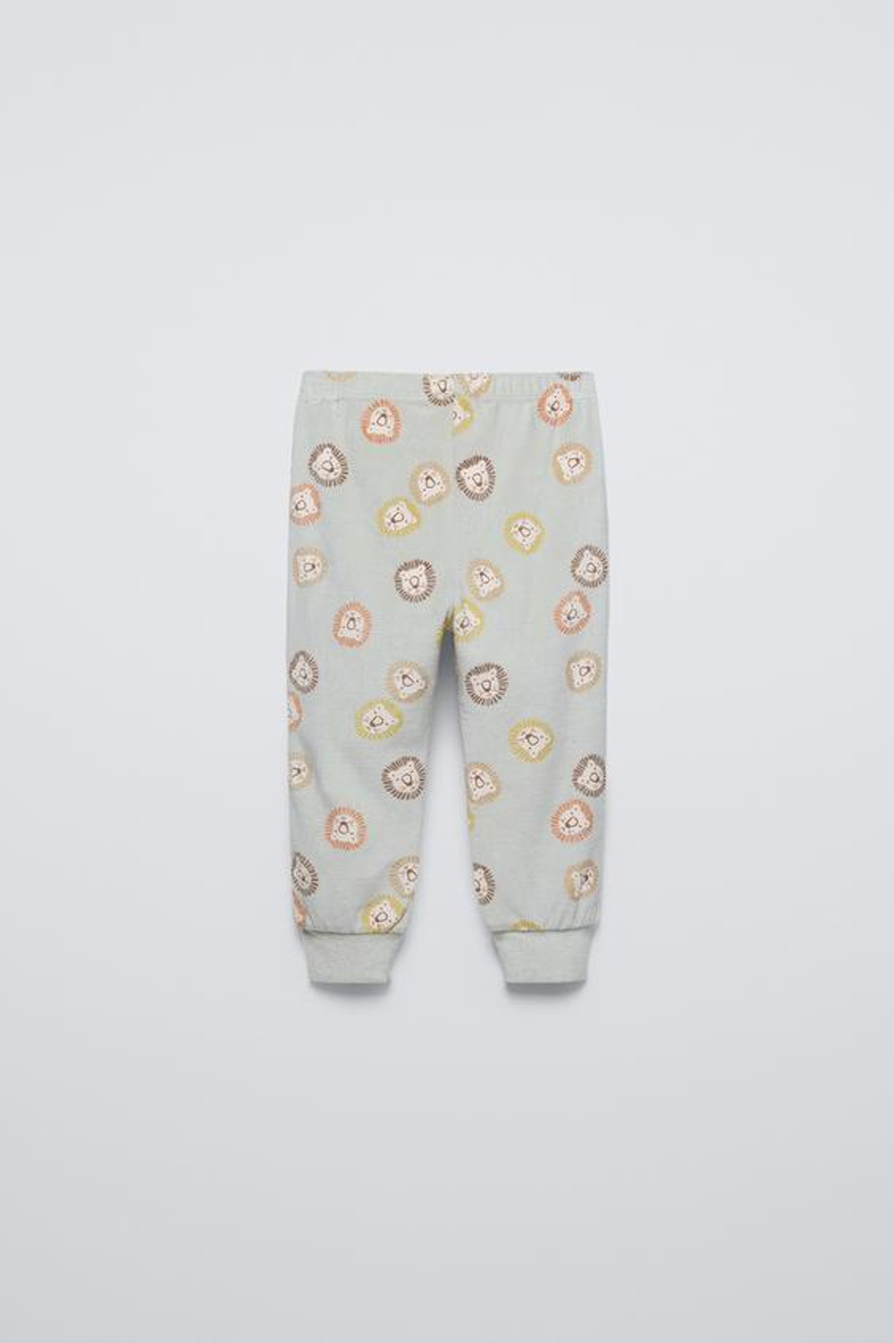 ZARA ПИЖАМА ИЗ ВЕЛЮРА С ПРИНТОМ «ЛЬВЯТА», СВЕТЛО-ЗЕЛЕНЫЙ