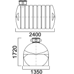 Емкость цилиндрическая горизонтальная с дыхательным клапаном Анион 3200 л. горизонтальная (2400x1350x1720см;синий) - арт.559417