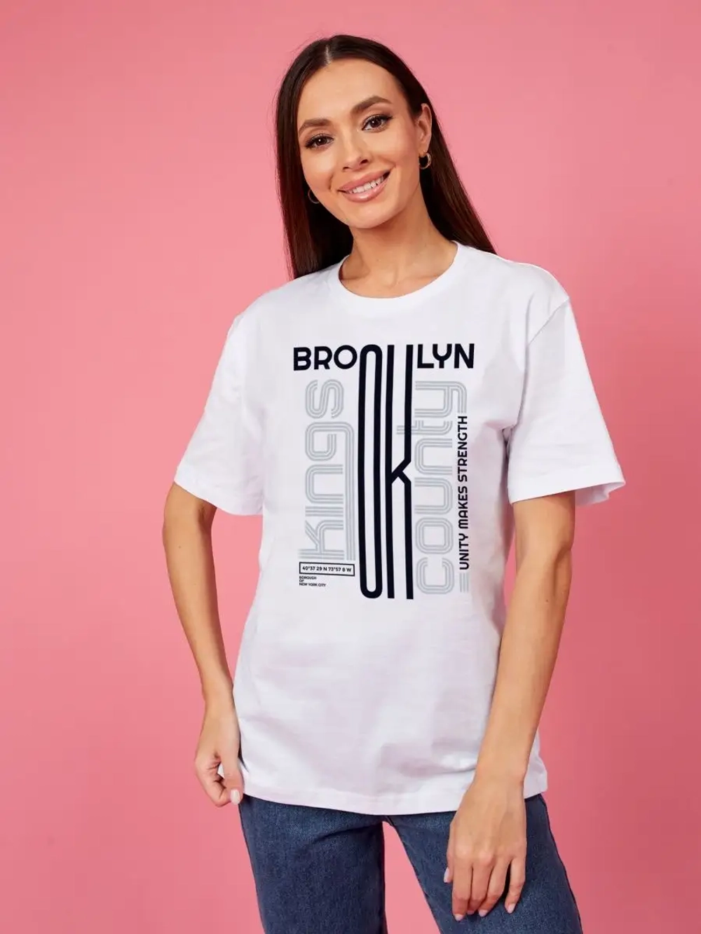 Футболка бруклин женская оверсайз с принтом