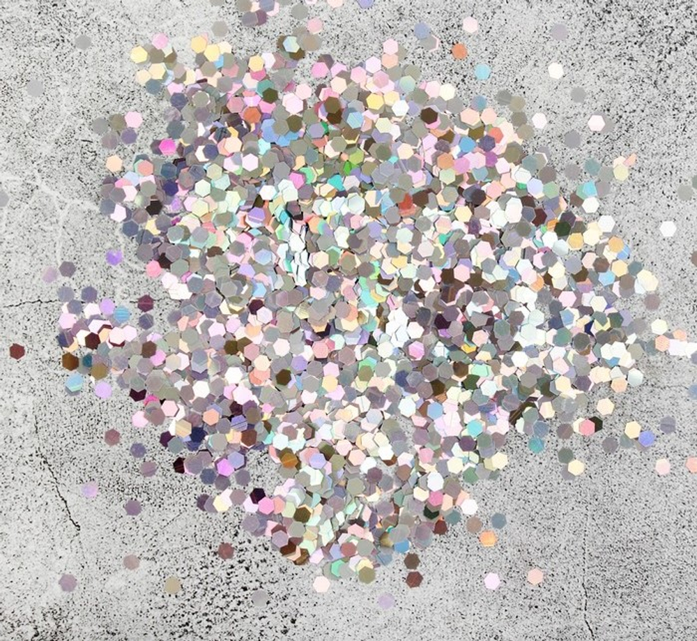 Конфетти-шестиугольник, 4 мм, цвет серебряный, 10 г