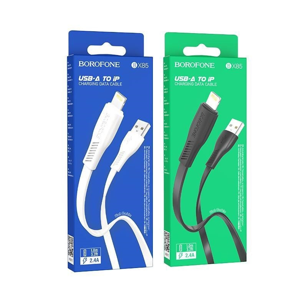 Кабель USB 2.4А Borofone Lightning черный 1м
