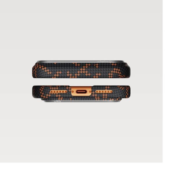 Чехол Pitaka Edge Case для iPhone 17 Pro, Чёрно-оранжевый монограм | Monogram Black/Orange