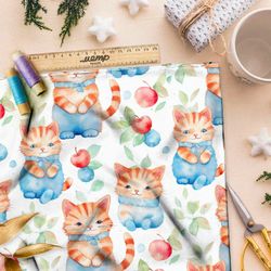 Ткань Ниагара Софт акварельные коты