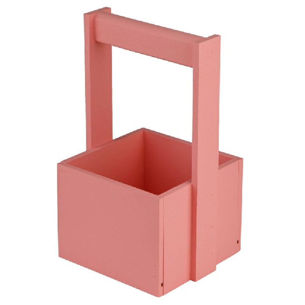 Ящик (дерево) 12,5x12,5xH23см с ручкой (Пудровый)