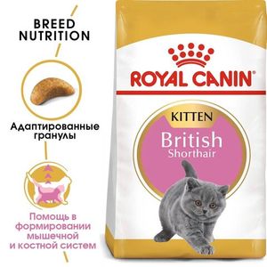 Корм для котят, Royal Canin British Shorthair Kitten, для породы британская короткошерстная в возрасте от 4 до 12 месяцев