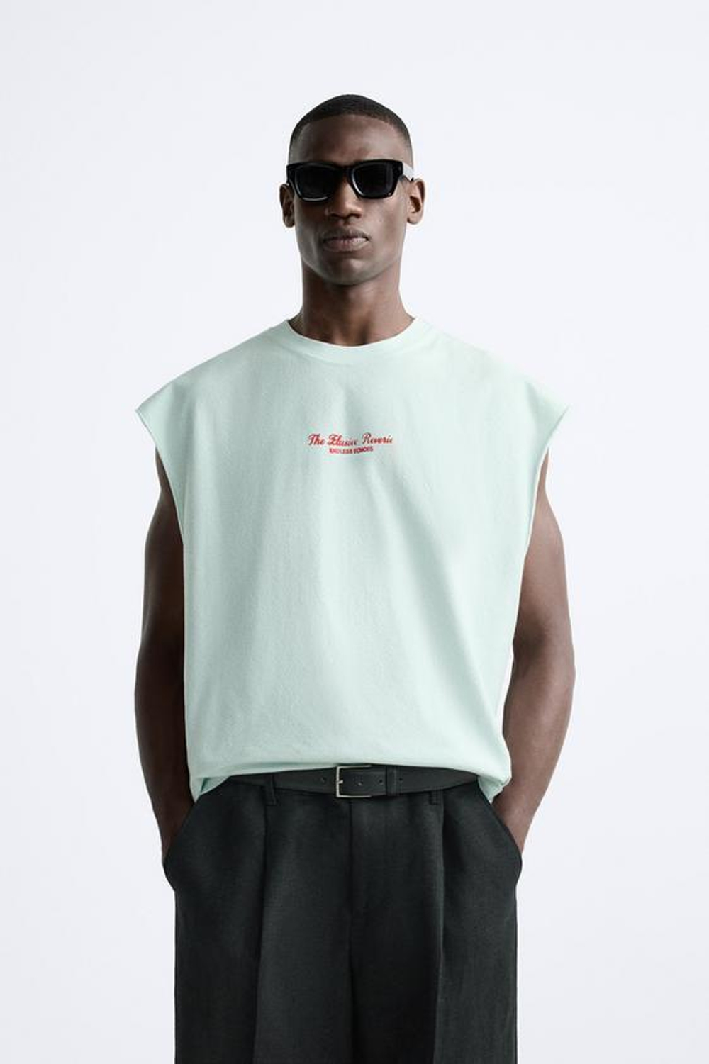 ZARA ФУТБОЛКА С НАДПИСЯМИ, НЕБЕСНО-ГОЛУБОЙ