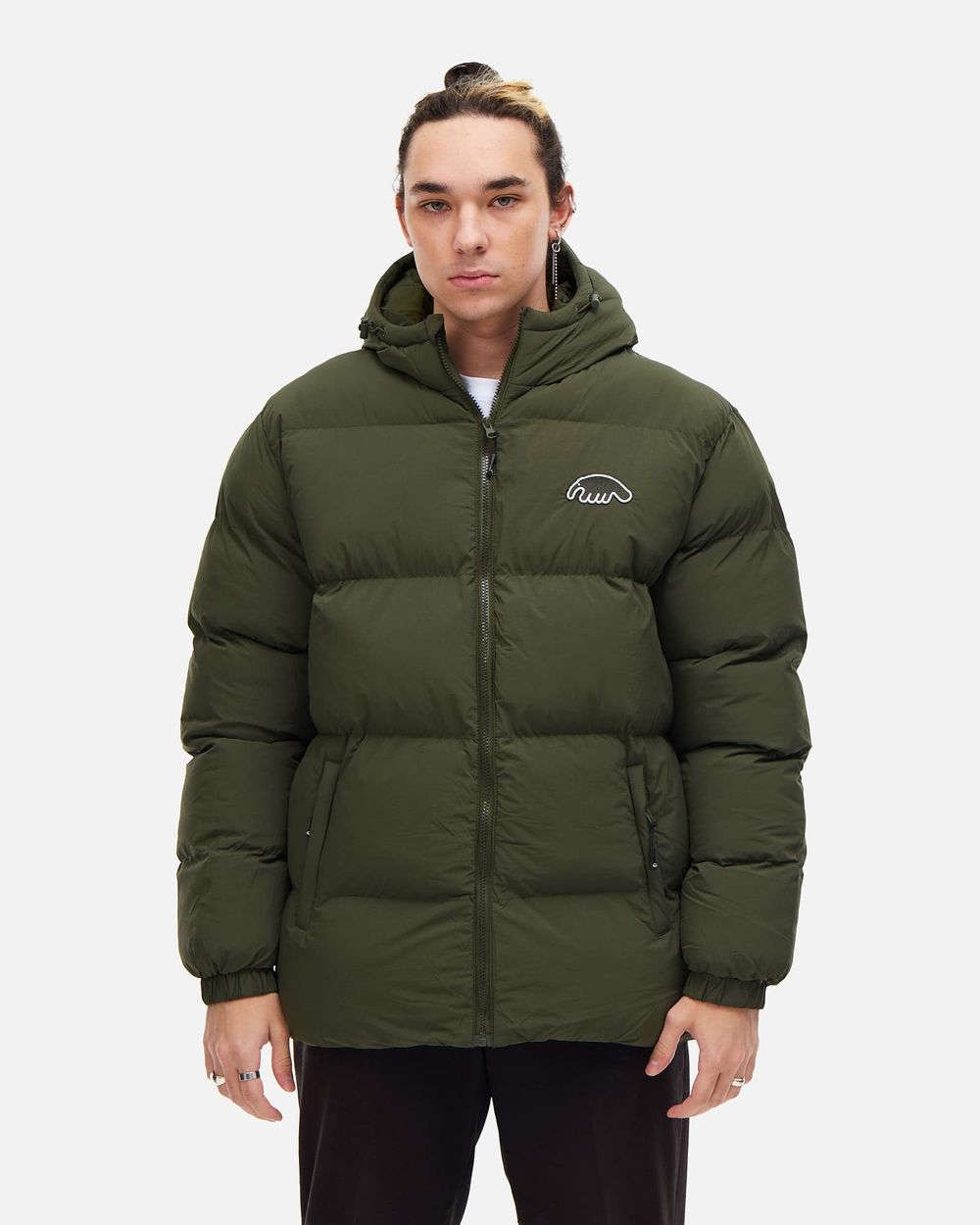 Пуховик Anteater AW25 Downjacket Hooded Crispy темно-зеленый