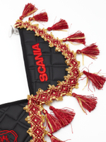 Вымпел тройной SCANIA (экокожа, черный с красными кисточками)