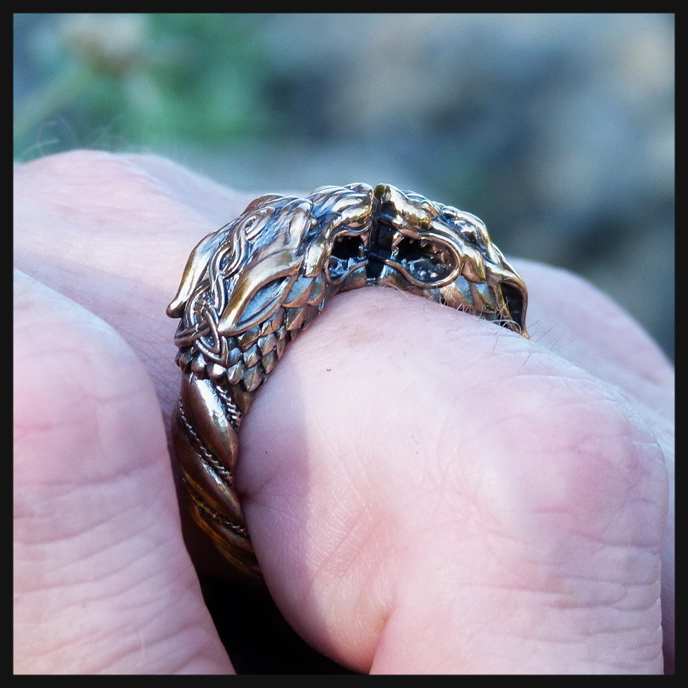 Кольцо "Кельтские волки" макси , бронза