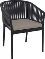 Кресло пластиковое с подушкой Siesta Contract Portofino, черный, светло-коричневый